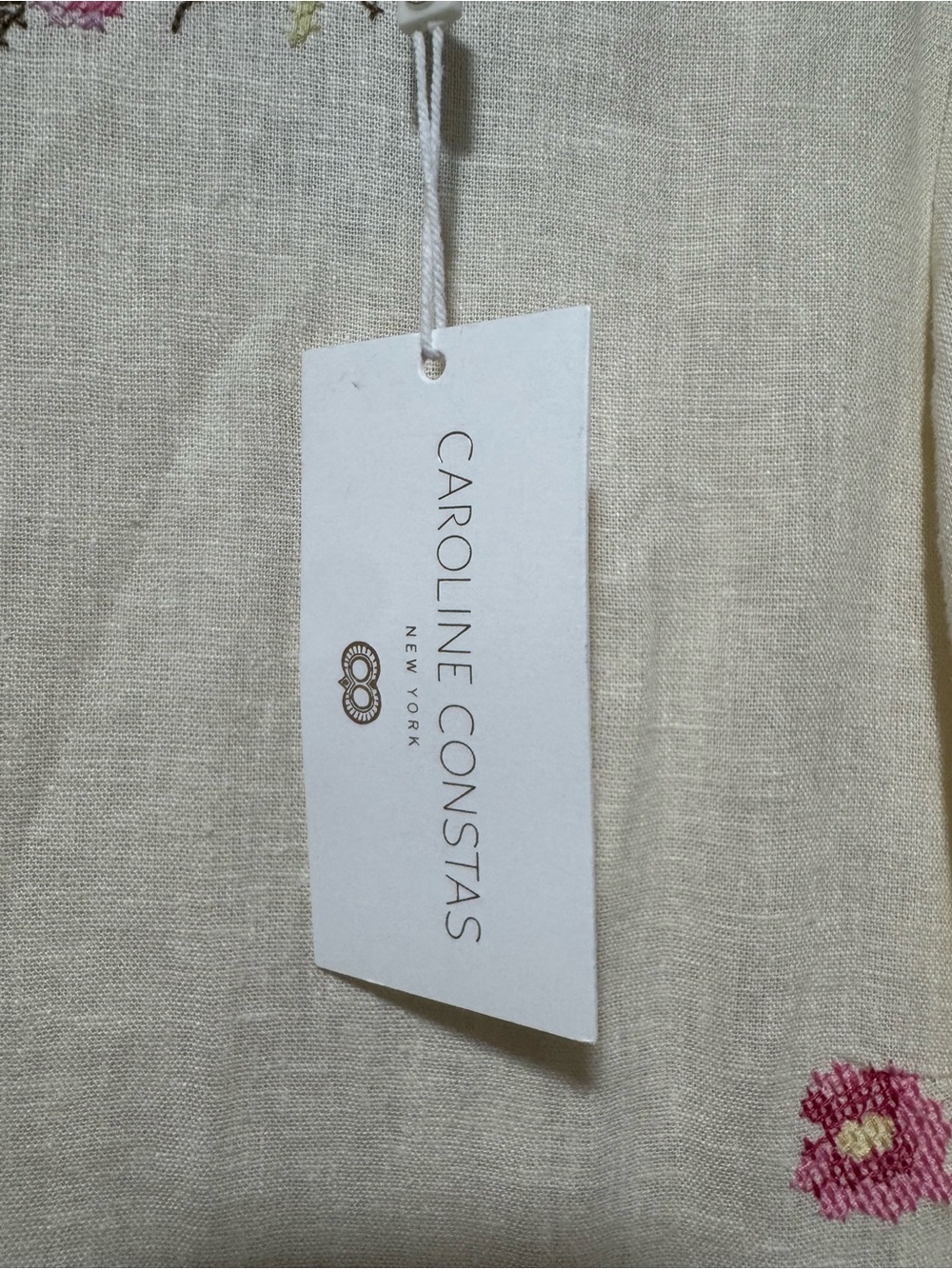 Caroline Constas Floral Embroidered Babydoll Dress Cream Pink XS NWT $405 - Picture 11 of 11